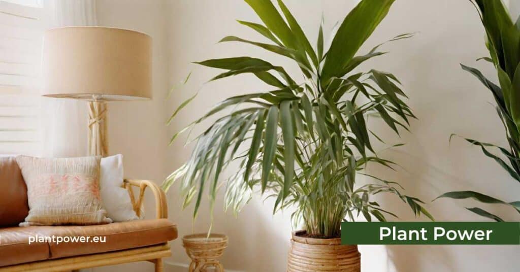 bamboo palm adding a tropical touch to your living room with its air purifying qualities